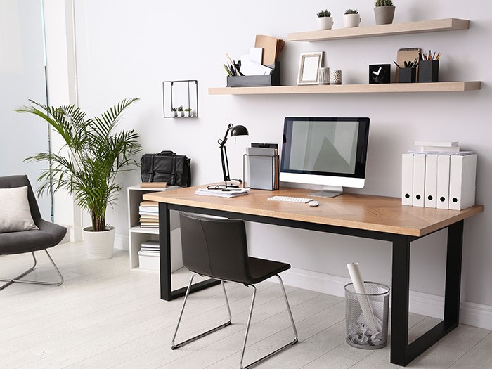 Bright, clean office with modern furniture.